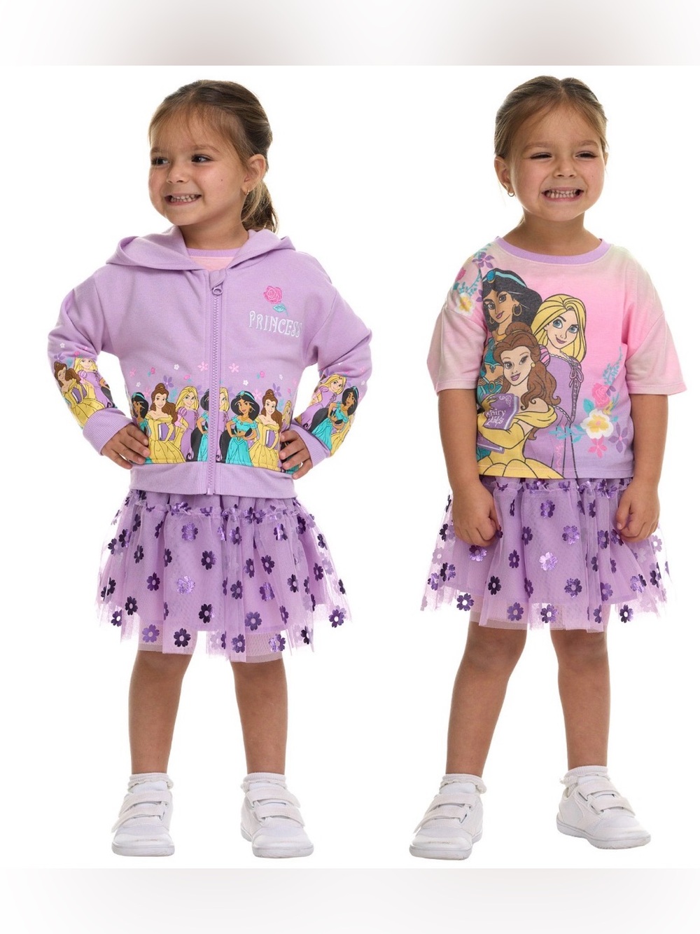 NWT Disney Princess Hoodie, Tee & Tutu Skirt Set size 2T